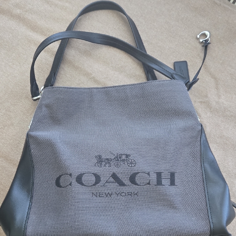 Coach Gray and Black Canvas Shoulder Bag